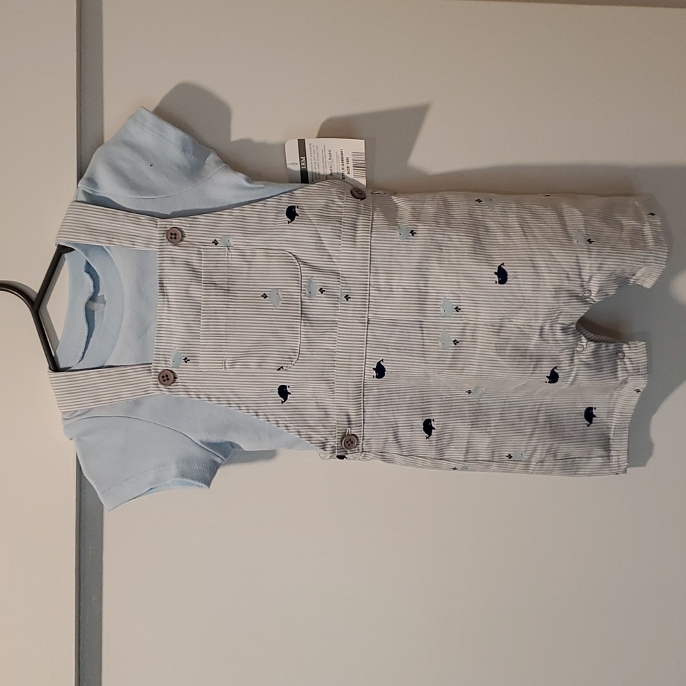 NWT 2 Piece Whale Overalls and Shirt